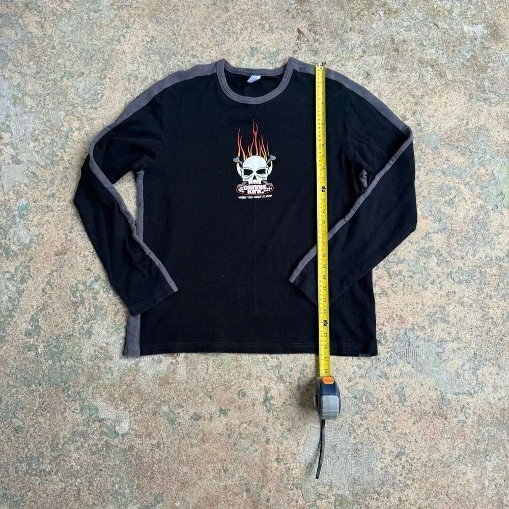 Dennis Kirk Chopper Flame Skull Y2K Biker Shirt